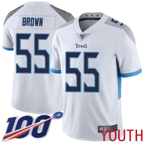Tennessee Titans Limited White Youth Jayon Brown Road Jersey NFL Football #55 100th Season Vapor Untouchable->tennessee titans->NFL Jersey